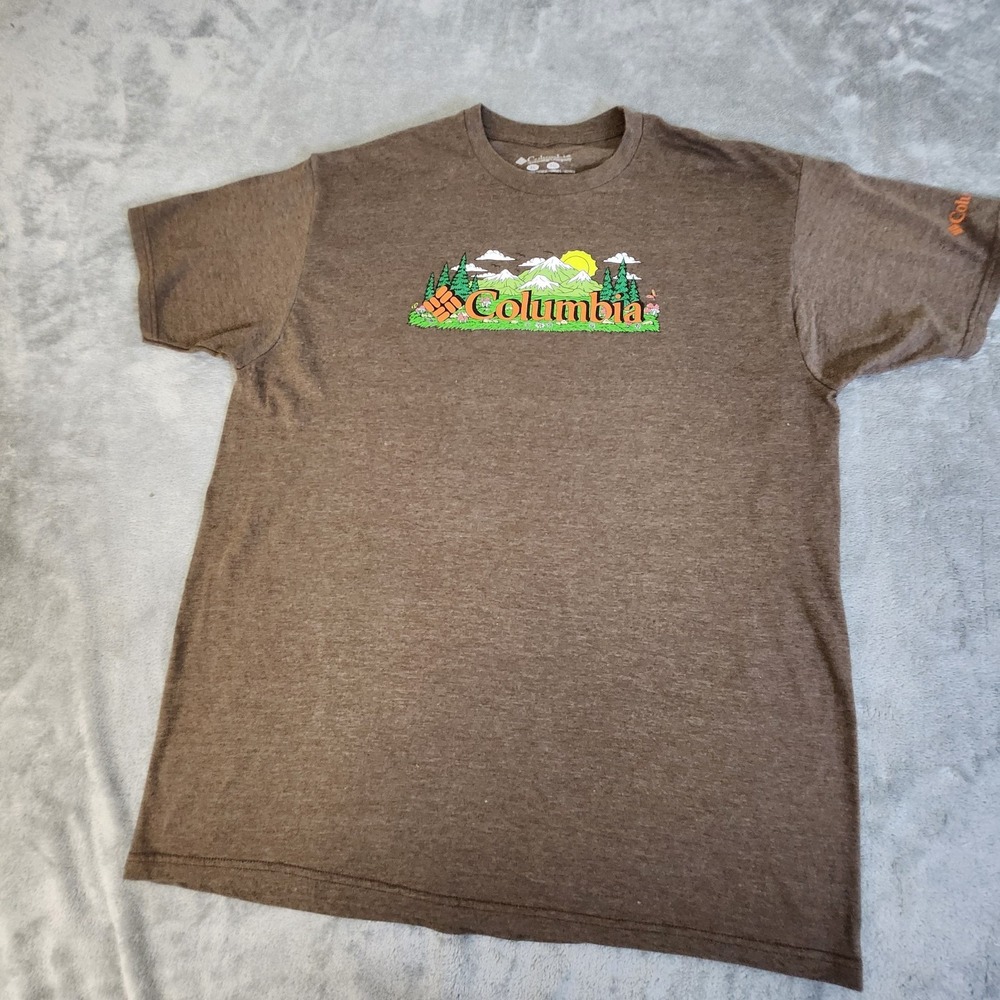 Columbia  Shirt Mens Large Brown Mountain Graphic Shirt Casual‎ Leisure Outdoors